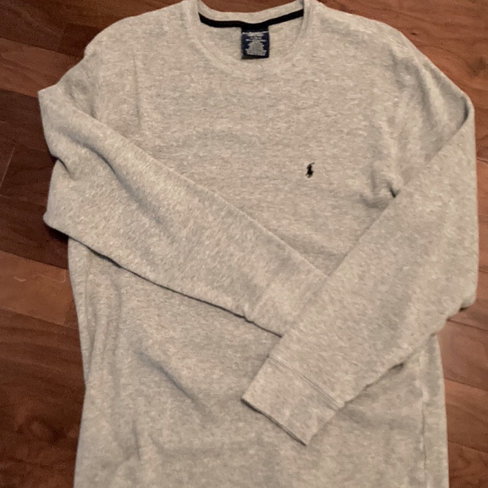 Men’s Polo Ralph Lauren pullover shirt long sleeve crew neck grey thermal sz xl